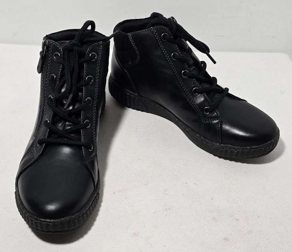 Clarks Collection Caroline Park Boots Leather Lace-Up Boots Black Sz 8 B